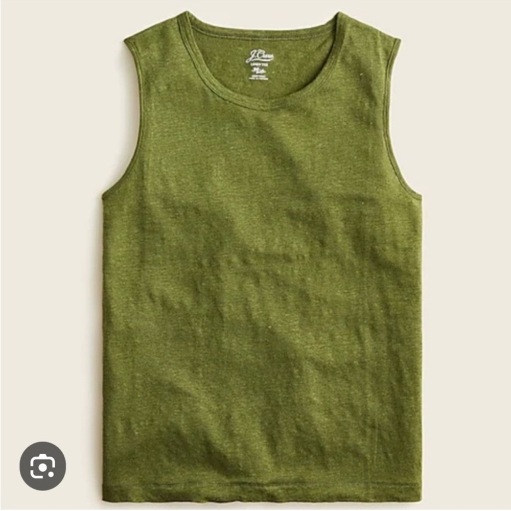 NWT J. Crew 100% Linen Muscle Tank in green. M